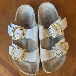 Birkenstock big buckle metallic wash blush pink GUC